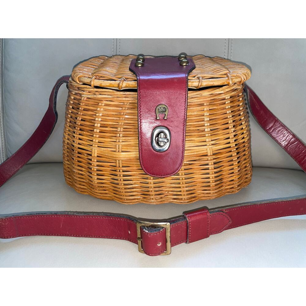 Vintage Etienne Aigner Wicker Fishing Creel Style 1950s–1960s MCM Purse - READ
